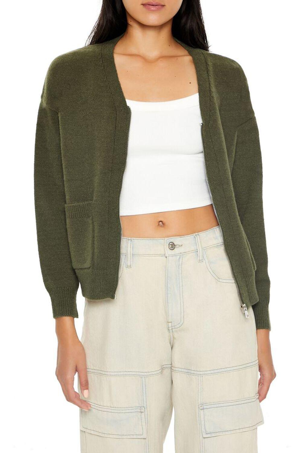 Drop-Sleeve Zip-Up Sweater | Forever 21 Product Image