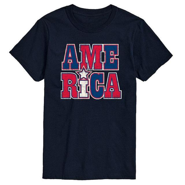 Mens America Stacked Graphic Tee Blue Product Image