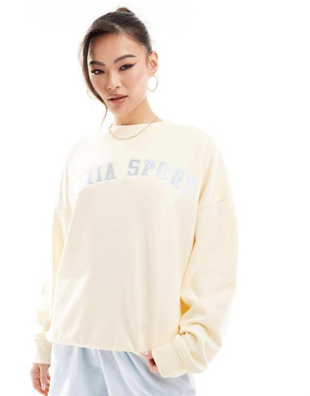 Kaiia athletic logo sweatshirt in lemon Product Image