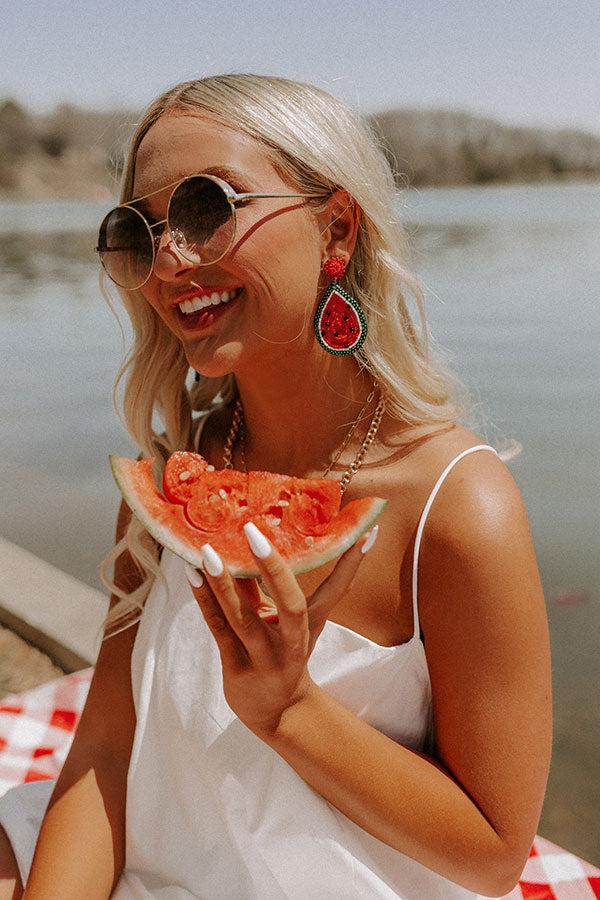 Watermelon Margs Beaded Earrings Product Image