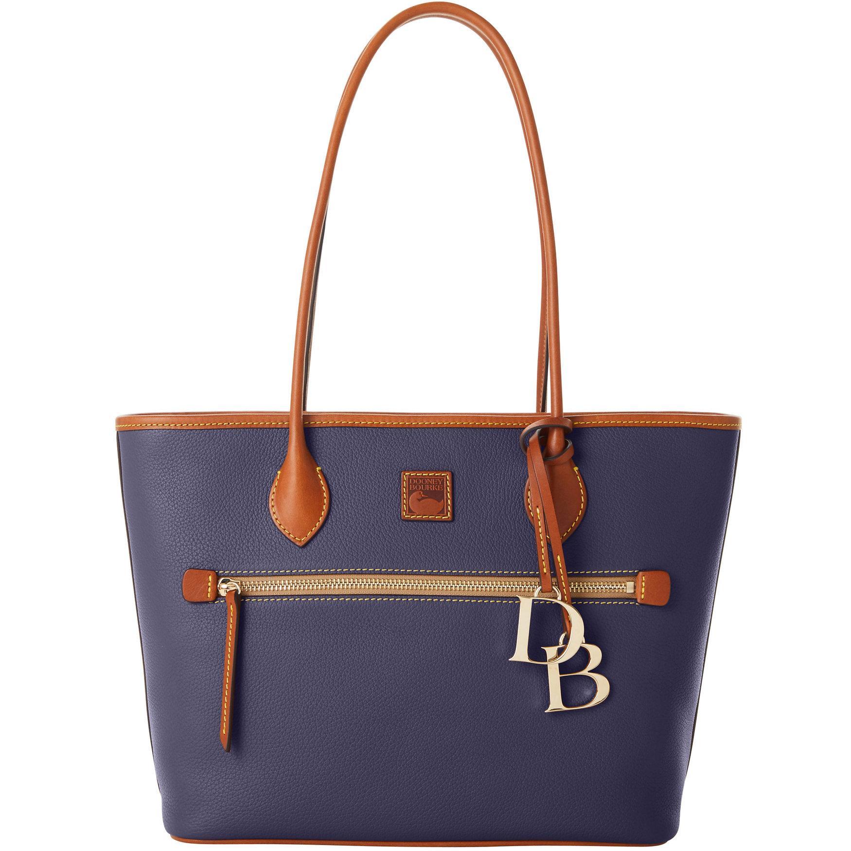 Dooney & Bourke Womens Pebble Grain Leather Tote Shopping Bag in Midnight Blue Product Image