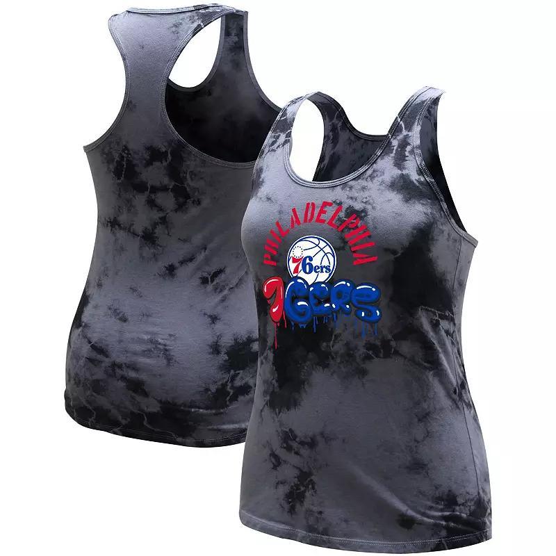 Womens Stadium Essentials Charcoal Philadelphia 76ers Street Art Dark Crystal Washed Tank Top Product Image