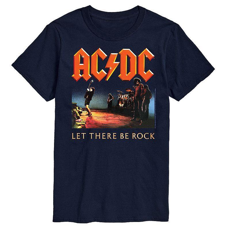 Big & Tall ACDC Let There Be Rock Tee, Mens Blue Product Image