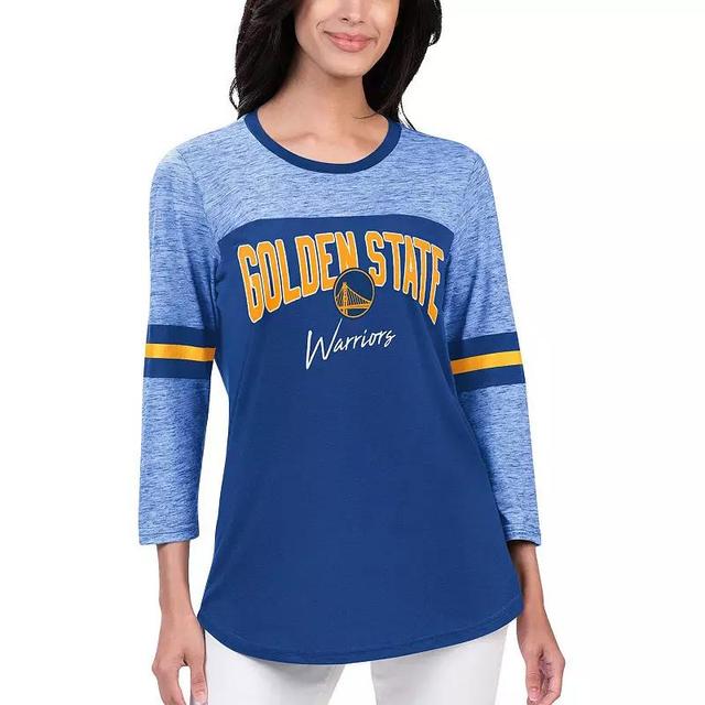 Womens G-III 4Her by Carl Banks Royal Golden State Warriors Play the Game Three-Quarter Sleeve T-Shirt Product Image