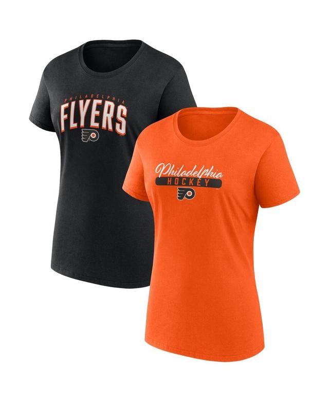 Womens Fanatics Branded Orange/Black Philadelphia Flyers Two-Pack Fan T-shirt Set Product Image