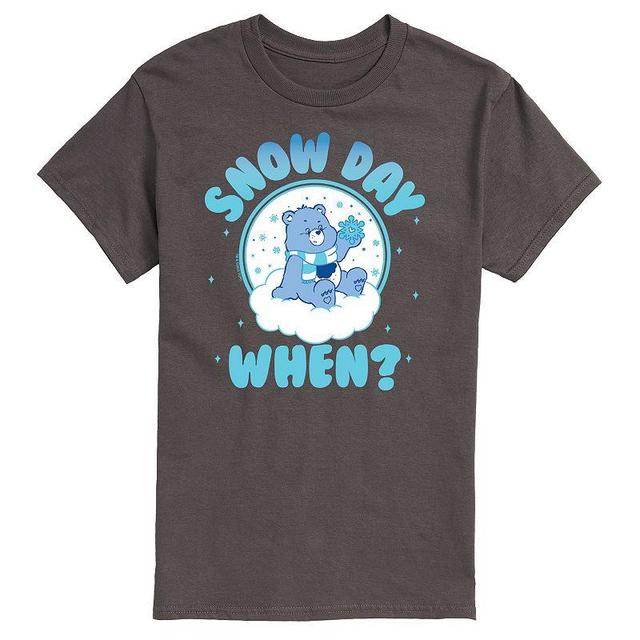 Mens Care Bears Snow Day Graphic Tee Grey Product Image