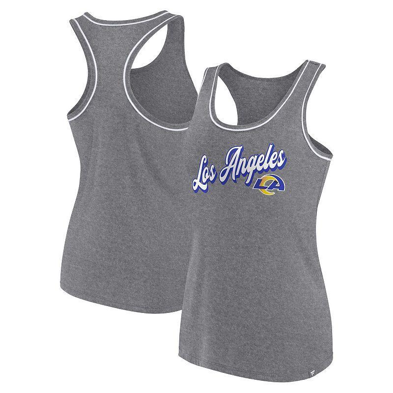 Womens Fanatics Gray Los Angeles Rams Wordmark Logo Racerback Scoop Neck Tank Top Product Image