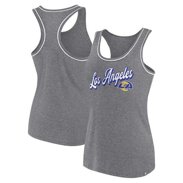 Womens Fanatics Branded Gray Los Angeles Rams Wordmark Logo Racerback Scoop Neck Tank Top Product Image