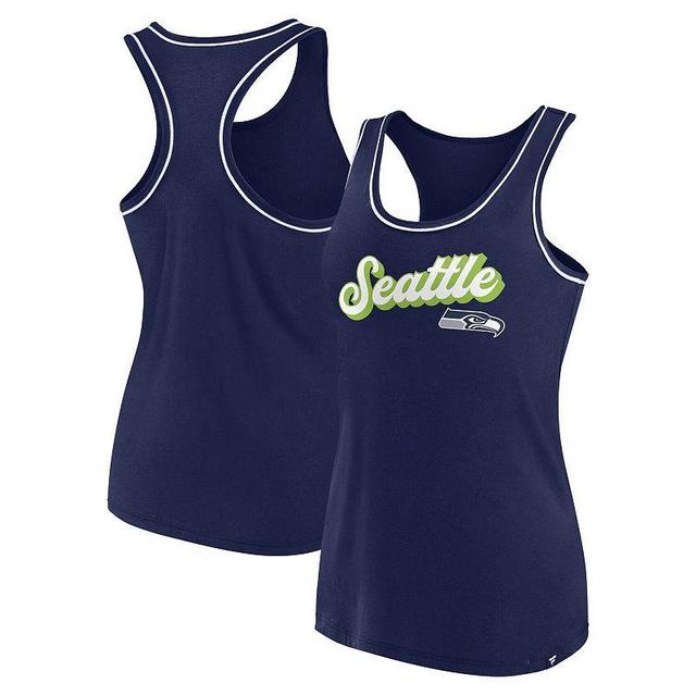 Womens Fanatics Branded College Seattle Seahawks Wordmark Logo Racerback Scoop Neck Tank Top Blue Product Image