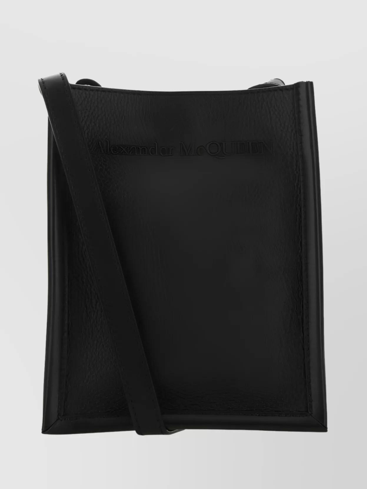 Structured Leather Crossbody Bag In Black Product Image