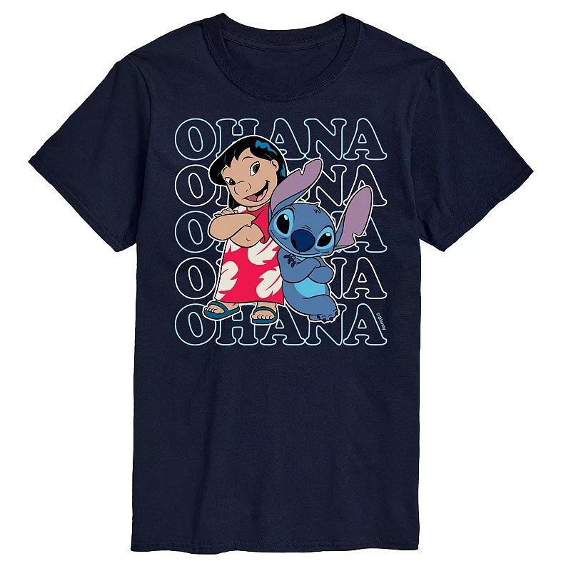 Disneys Lilo and Stitch Big & Tall Ohana Graphic Tee, Mens Blue Product Image