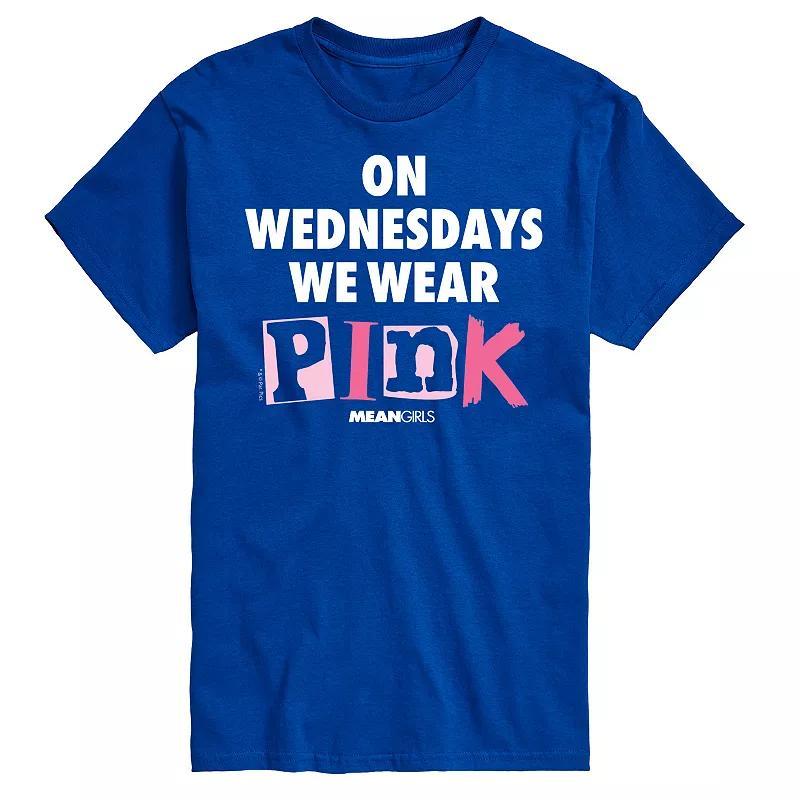 Mens Mean Girls Wednesdays We Wear Pink Graphic Tee Blue Product Image