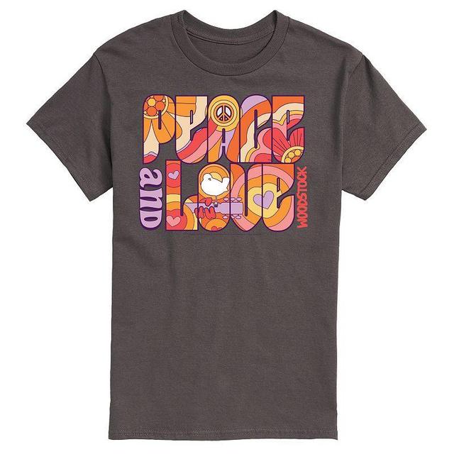 Mens Woodstock Peace And Love Graphic Tee Grey Product Image