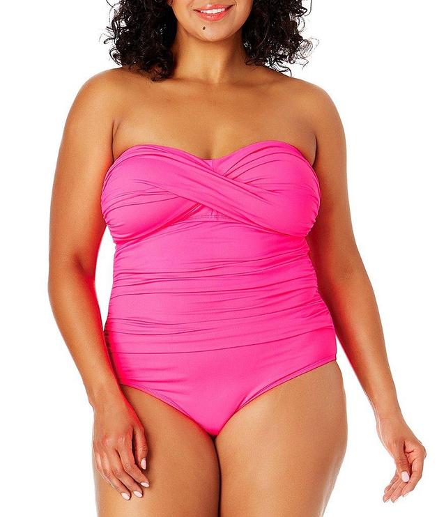 Anne Cole Plus Size Live In Color Twist Front Bandeau One Piece Swimsuit Product Image