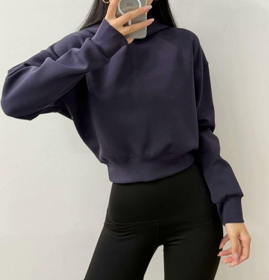 Drop Shoulder  Plain Cropped Hoodie Product Image