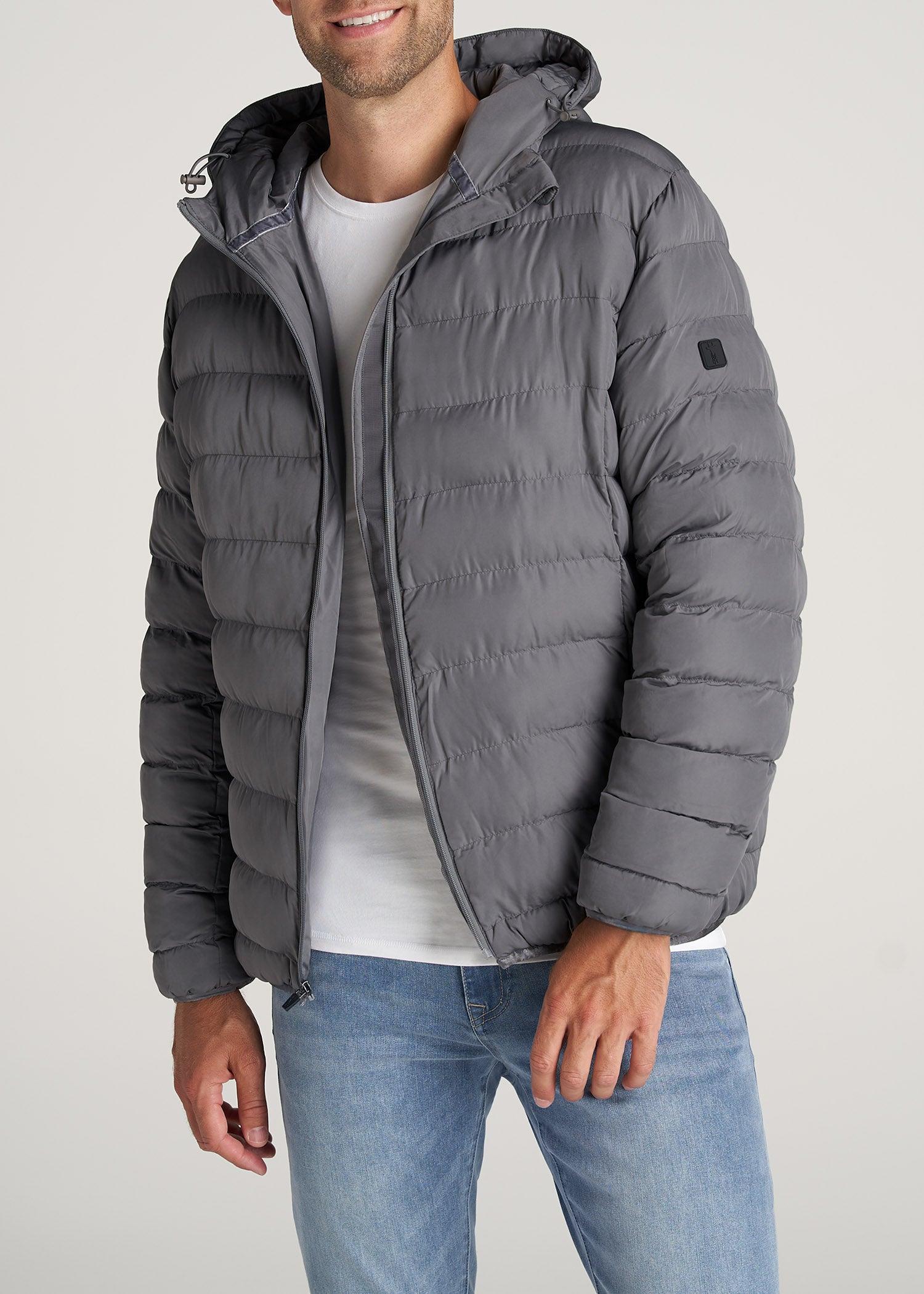 Medium-Weight Tall Puffer Jacket for Men in Charcoal product image