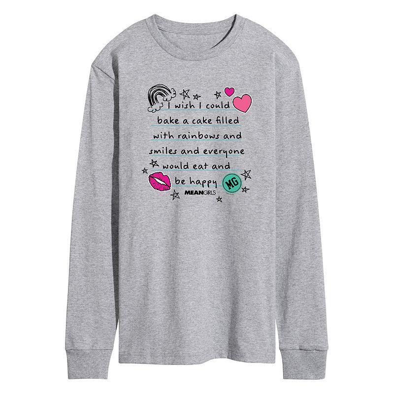 Mens Mean Girls Cake Filled Long Sleeve Graphic Tee Grey Gray Product Image