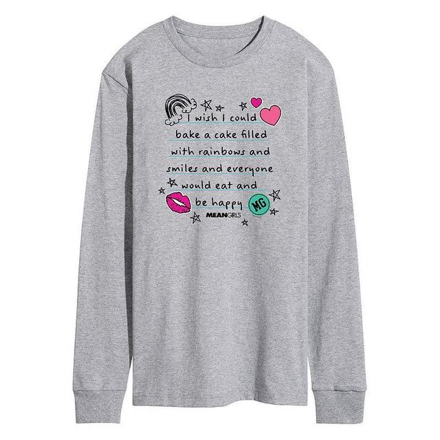 Mens Mean Girls Cake Filled Long Sleeve Graphic Tee Grey Gray Product Image