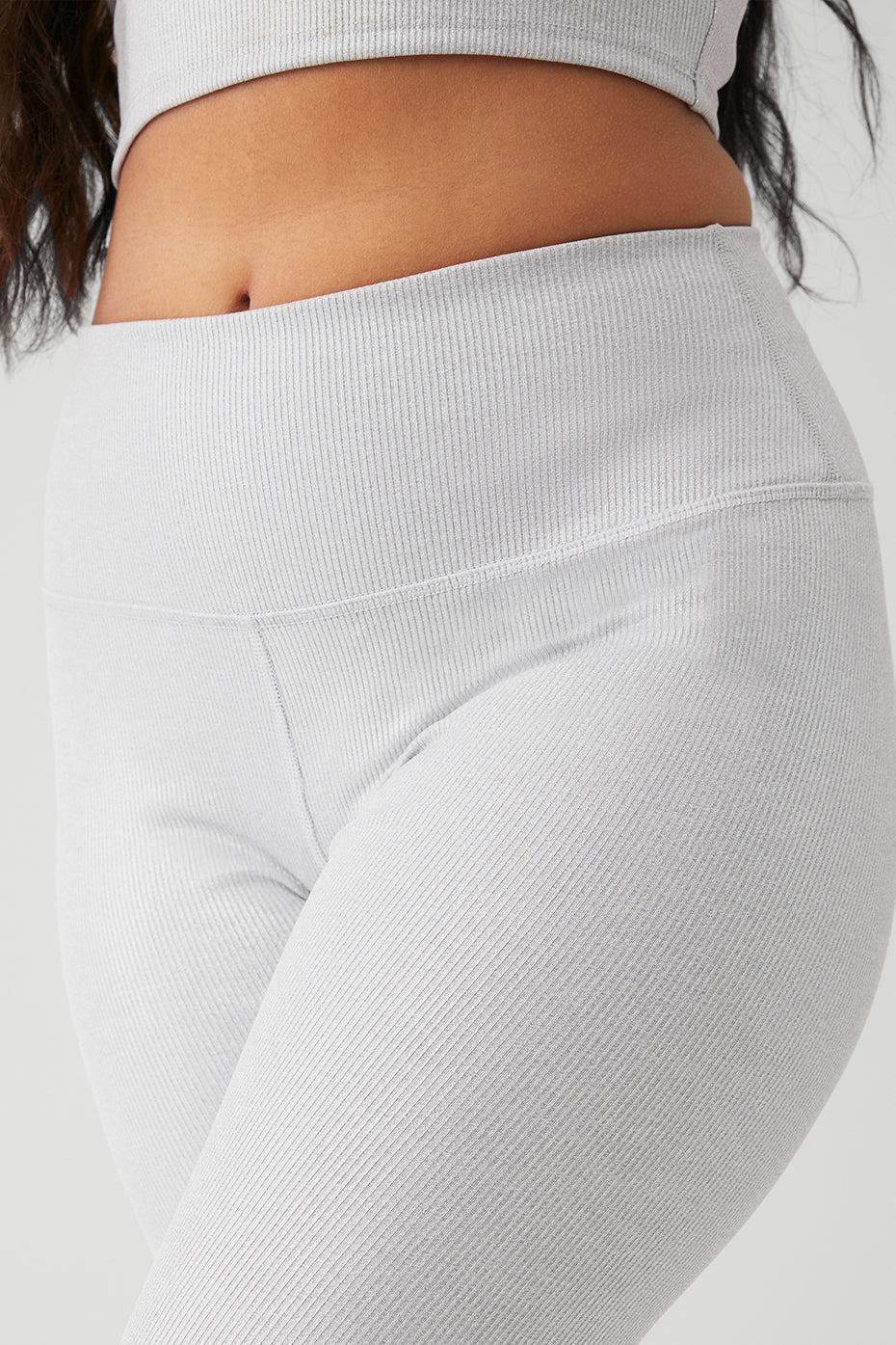 Alosoft Ribbed High-Waist Shimmer Legging - Light Grey Iridescent Product Image