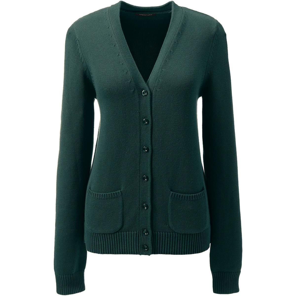 Lands End Womens School Uniform Cotton Modal Button Front Cardigan Sweater Product Image