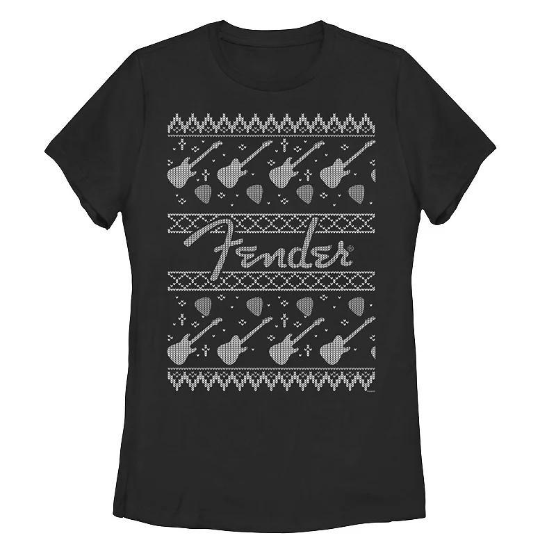 Juniors Fender Christmas Holiday Guitars Tee, Girls Product Image