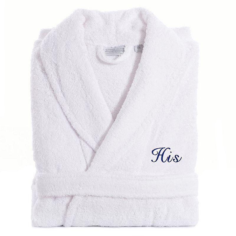 Mens Linum Home Textiles Turkish Cotton Embroidered His Terry Bathrobe Blue Product Image