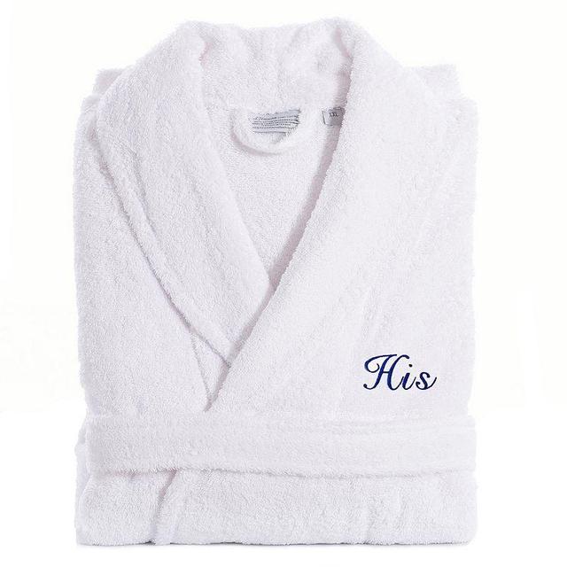 Mens Linum Home Textiles Turkish Cotton Embroidered His Terry Bathrobe Blue Product Image