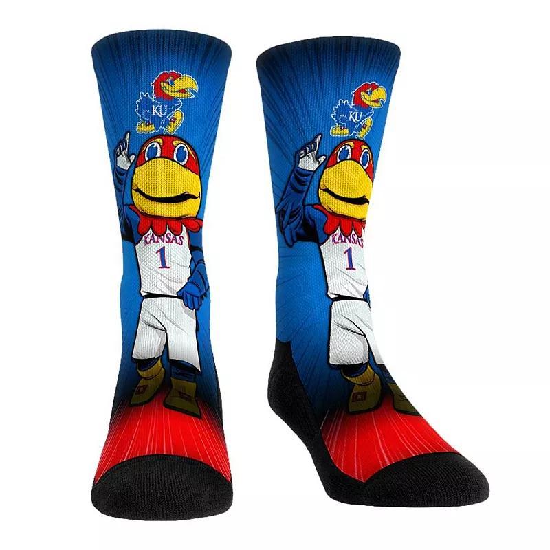 Rock Em Socks Kansas Jayhawks Mascot Pump Up Crew Socks, Mens Product Image