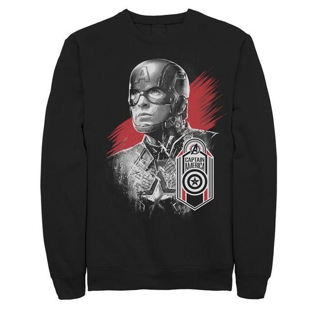 Mens Marvel Avengers Endgame Captain America Strong Pose Sweatshirt Black Product Image