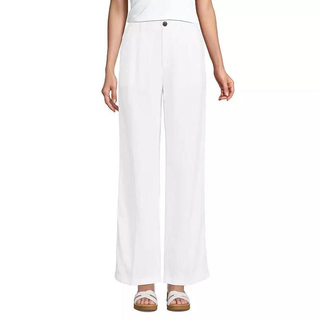 Womens Lands End High-Rise Wide-Leg Linen Pleated Pants Product Image