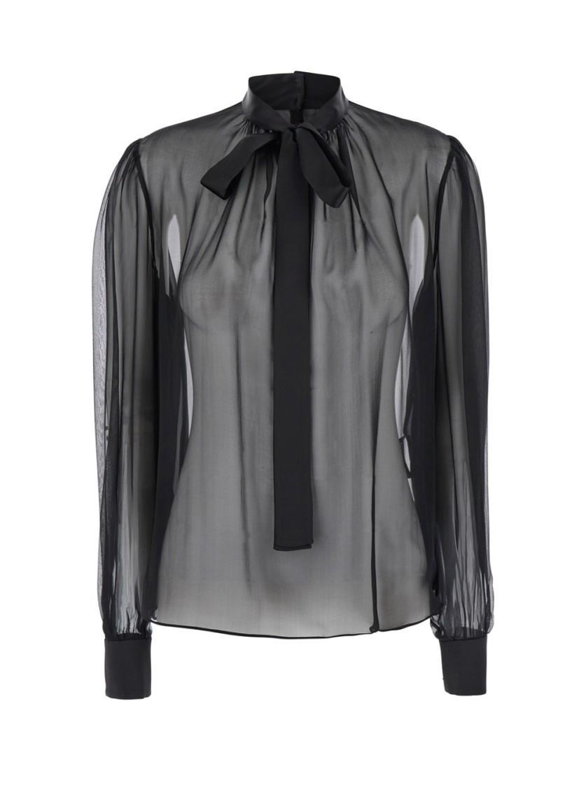 Black Silk Blouse Product Image