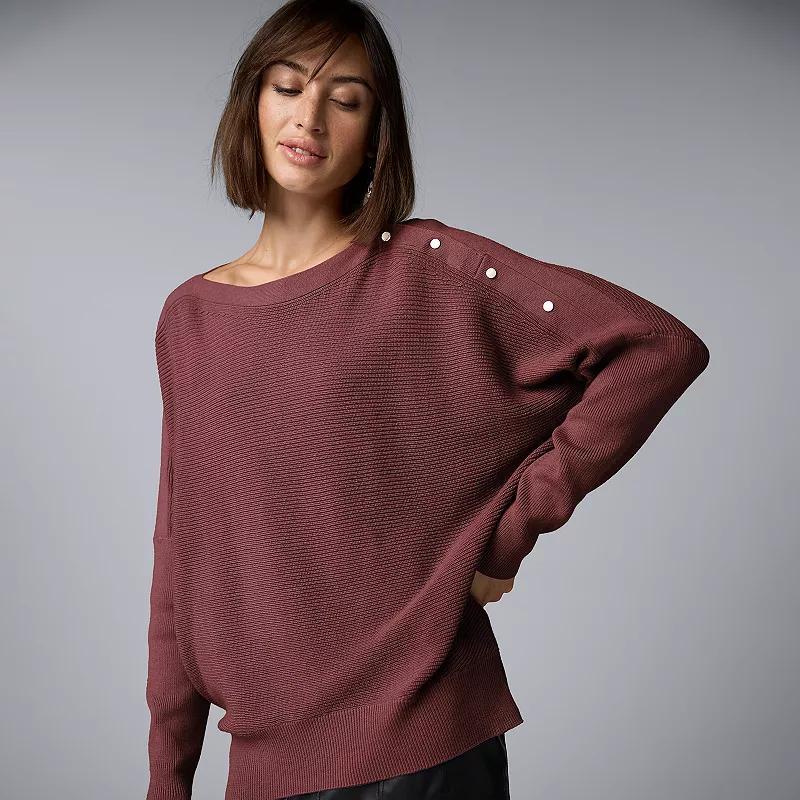 Womens Simply Vera Vera Wang Dolman Snap Sweater Product Image