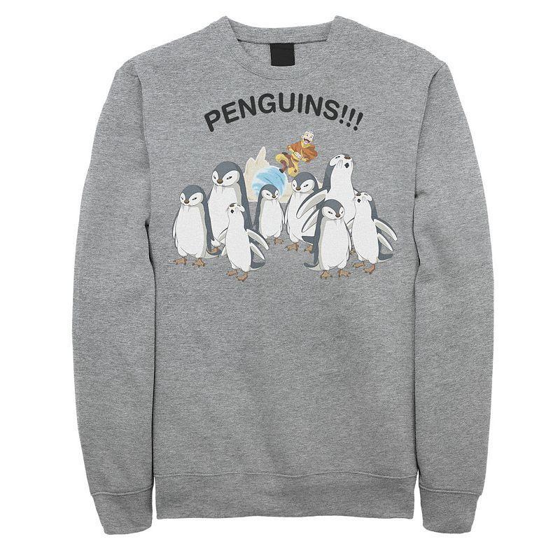 Mens Nickelodeon Avatar The Last Airbender Aang And Penguins!! Portrait Sweatshirt, Boys Athletic Grey Product Image