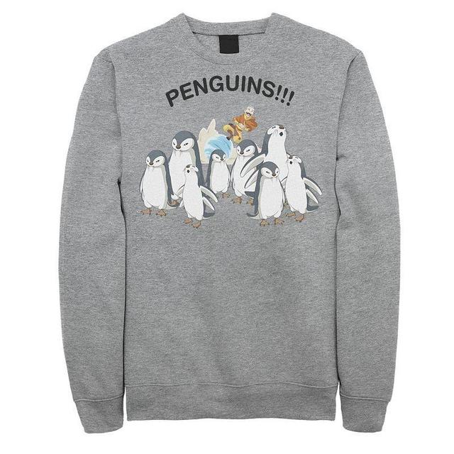 Mens Nickelodeon Avatar The Last Airbender Aang And Penguins!! Portrait Sweatshirt, Boys Athletic Grey Product Image