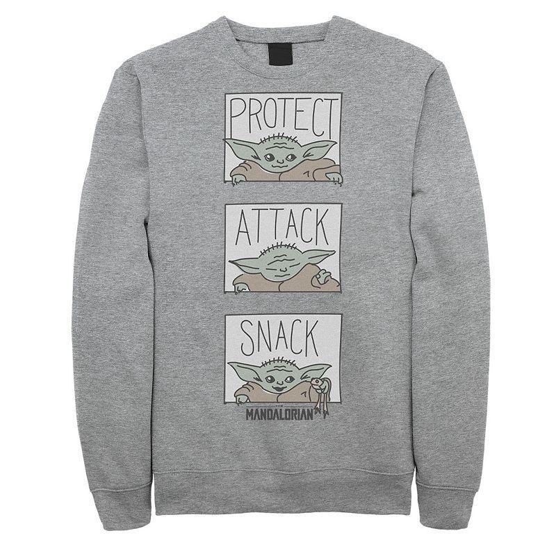 Mens Star Wars The Mandalorian The Child Protect Attack Snack Sweatshirt Athletic Grey Product Image