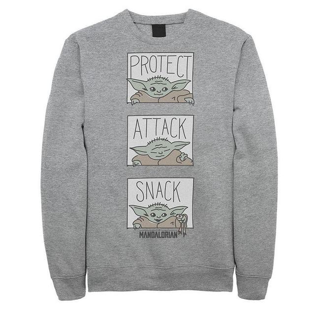 Mens Star Wars The Mandalorian The Child Protect Attack Snack Sweatshirt Athletic Grey Product Image