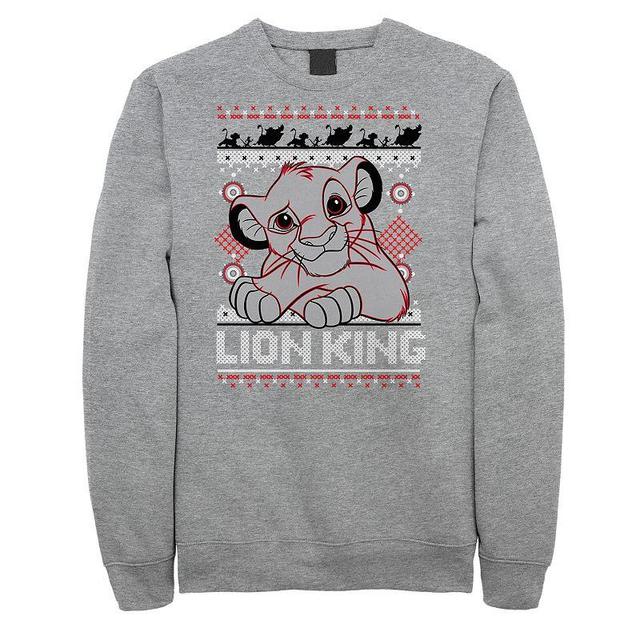 Mens Disneys Lion King Simba Holiday Heather Fleece Sweatshirt Athletic Grey Product Image