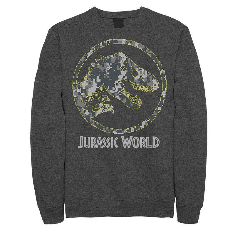 Mens Jurassic World Camouflage Yellow Outline Fossil Coin Logo Sweashirt Blue Product Image