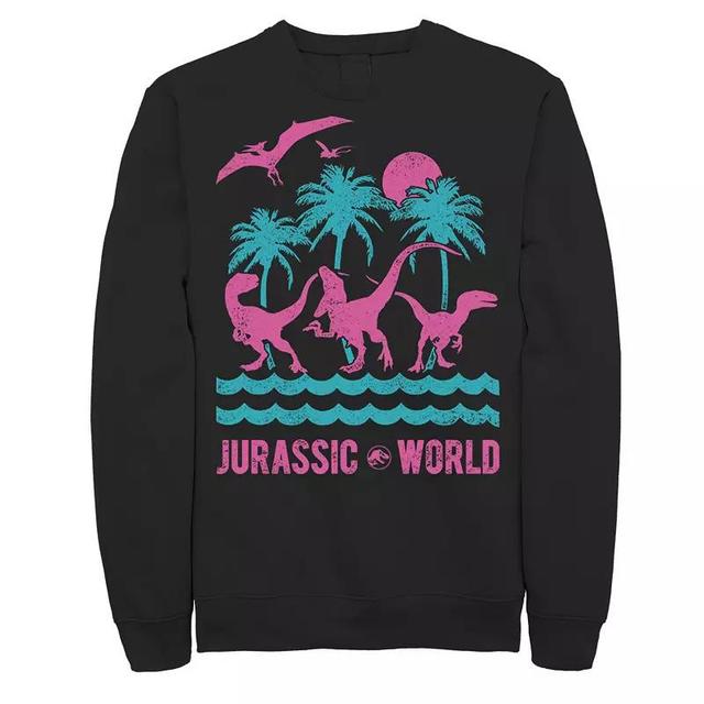 Mens Jurassic World Two Dinosaur Beach Retro Sweatshirt Athletic Grey Product Image