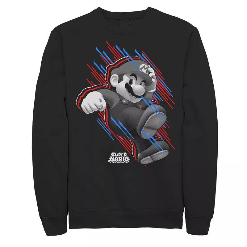 Big & Tall Nintendo Super Mario Bros Fast Stripes Fleece Sweatshirt, Mens Product Image