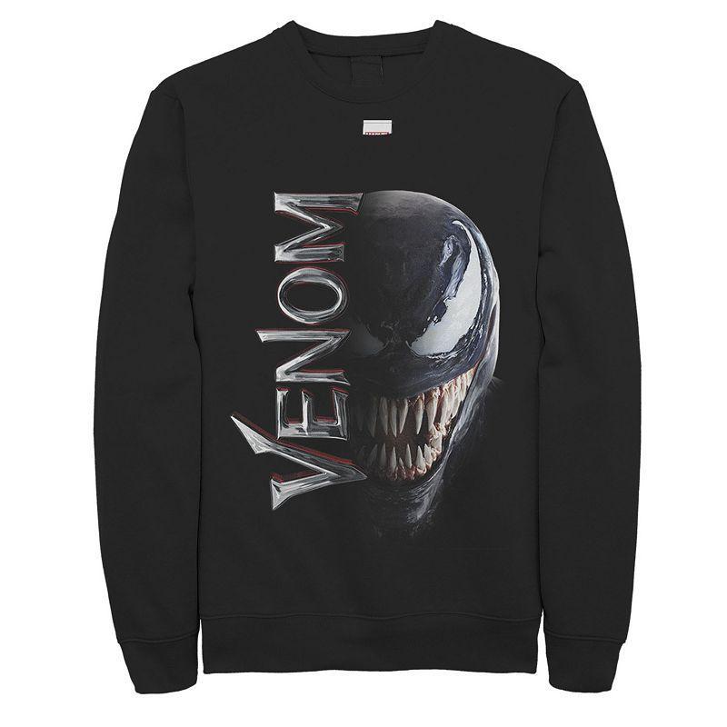 Mens Marvel Venom Split Down The Middle Grin Graphic Fleece Pullover Product Image