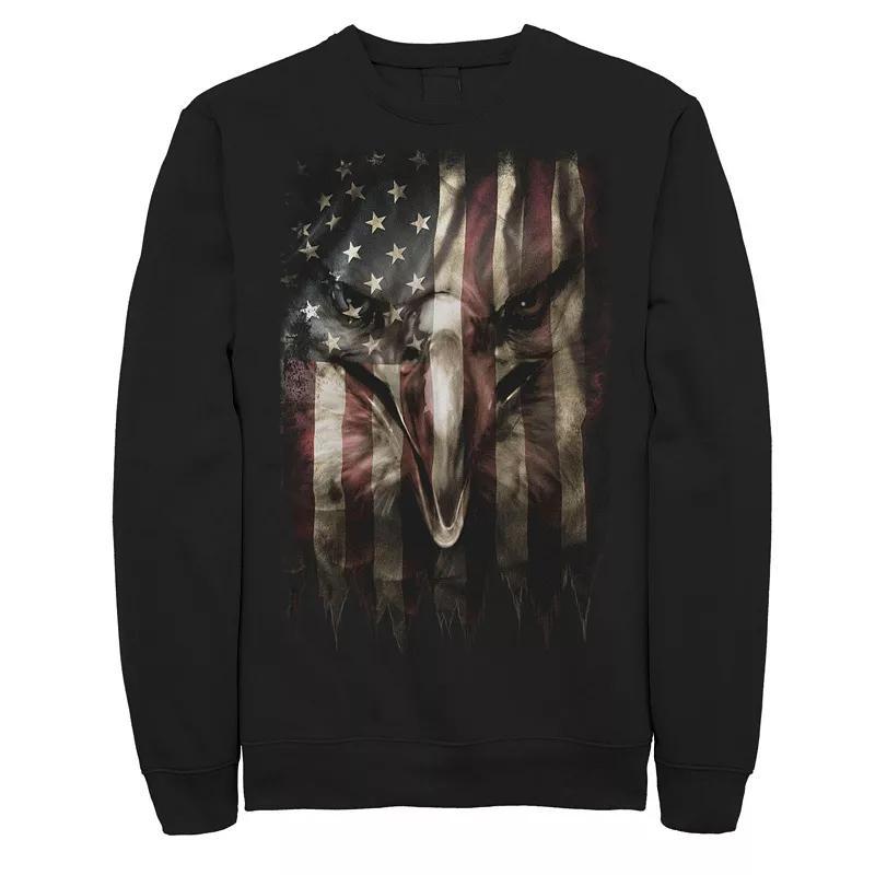 Mens Bald Eagle Face In Flag Sweatshirt Product Image