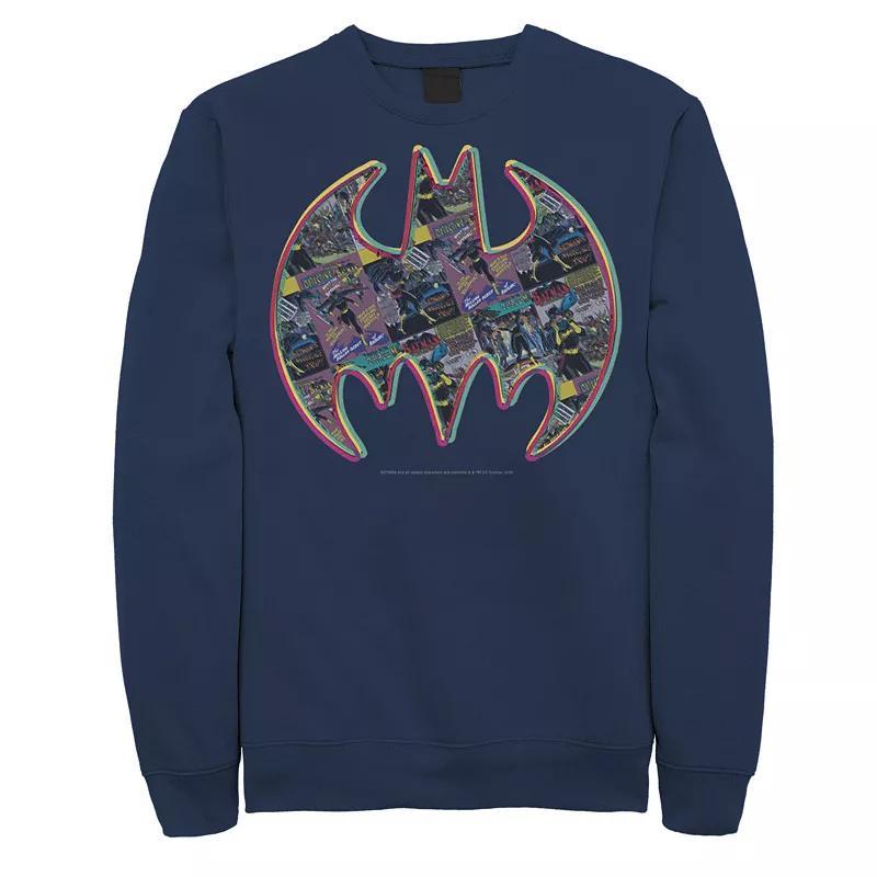 Mens DC Comics Batman Neon Comic Cover Logo Sweatshirt Blue Product Image