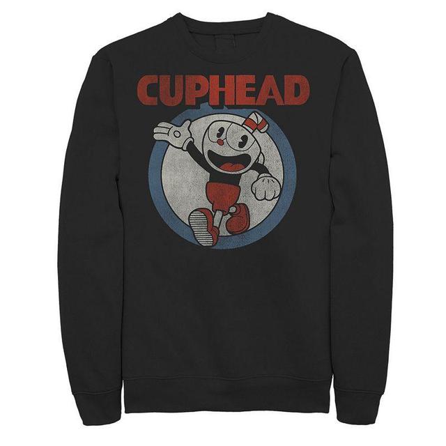 Mens Cuphead Waving Circle Portrait Vintage Fleece Product Image