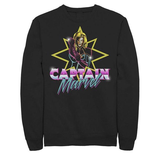 Mens Marvel Captain Marvel 80s Style Retro Neon Poster Logo Sweatshirt Product Image