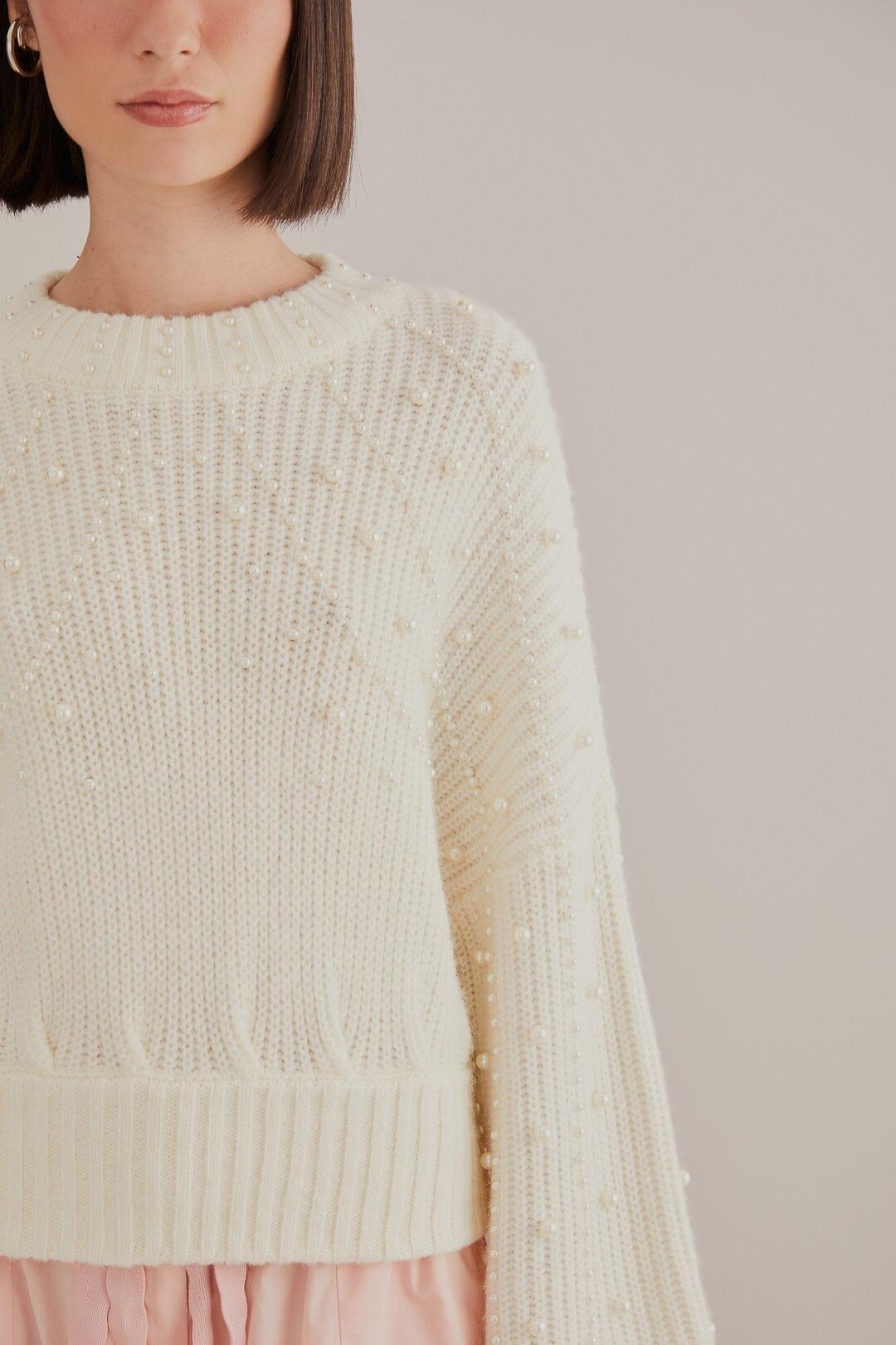 Pearl Embroidered Bubble Sweater Product Image