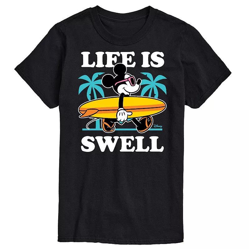 Disneys Mickey Mouse Mens Palm Trees Life Is Swell Graphic Tee Product Image