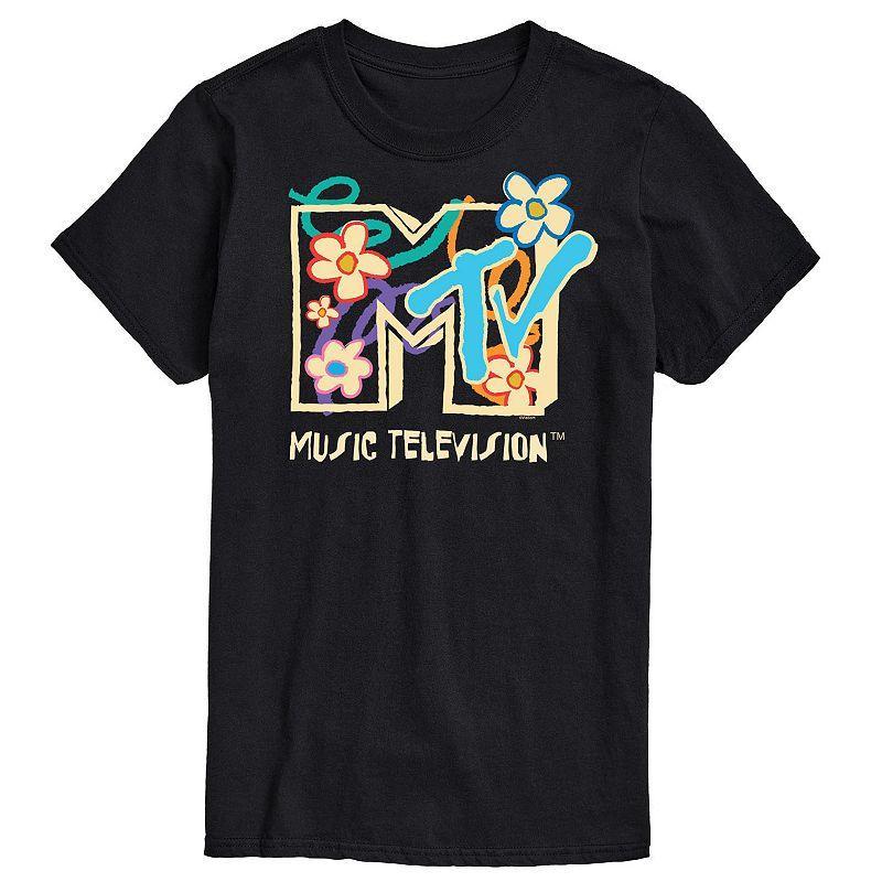 Mens MTV Floral Logo Graphic Tee Blue Product Image