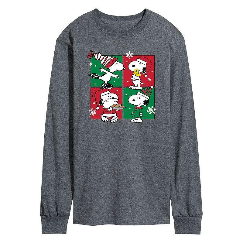 Mens Peanuts Snoopy Christmas Grid Long Sleeve Tee Product Image