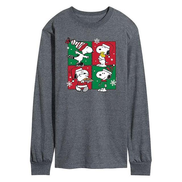 Mens Peanuts Snoopy Christmas Grid Long Sleeve Tee Product Image